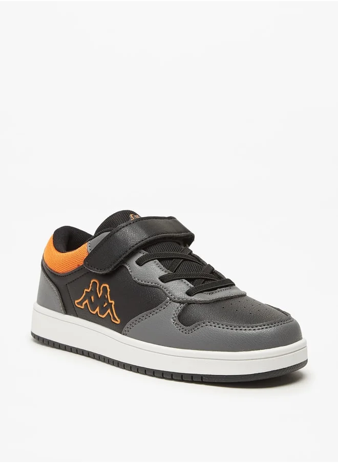 Kappa Boys' Colourblock Low-Ankle Sneakers with Hook and Loop Closure