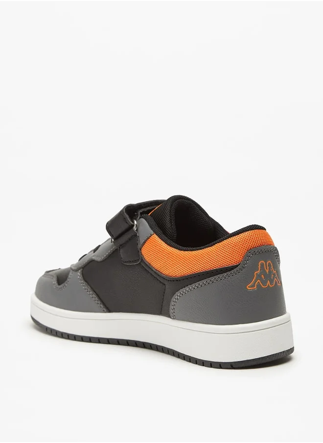 Kappa Boys' Colourblock Low-Ankle Sneakers with Hook and Loop Closure