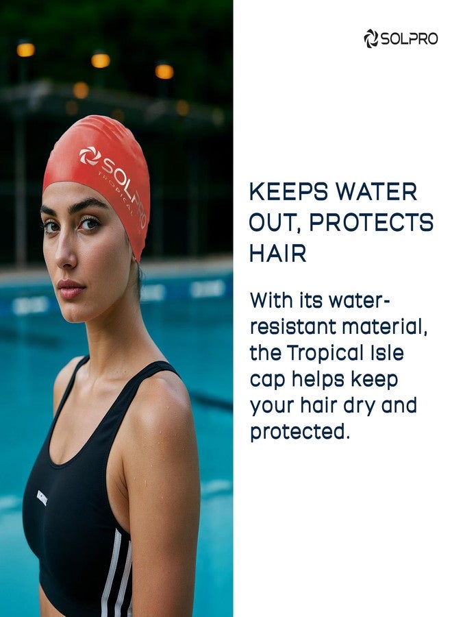 Solpro Tropical Isle Unisex Swimming Cap|for Men,Women,Boys,Girls,Athletes,Swimmers|for Training,Competition in Swimming Pool,Water Sport,Beach,Water Park & Activties|One Size Fits All(Red) - Image 3