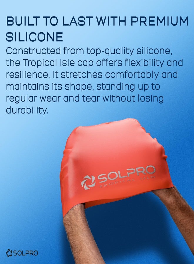 Solpro Tropical Isle Unisex Swimming Cap|for Men,Women,Boys,Girls,Athletes,Swimmers|for Training,Competition in Swimming Pool,Water Sport,Beach,Water Park & Activties|One Size Fits All(Red) - Image 5