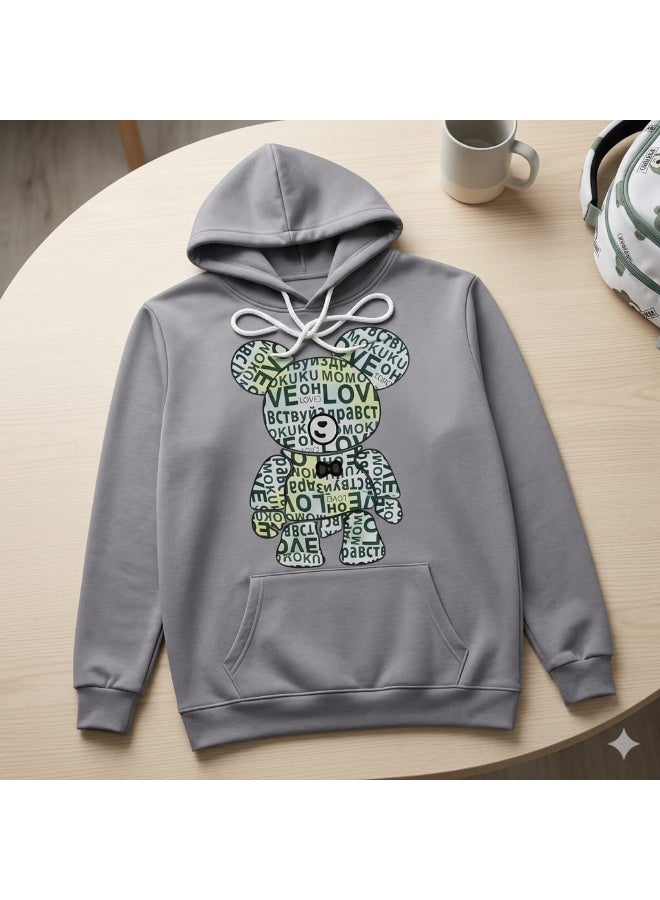 بكج COOLBEAR من كوينتس - هودي رمادي برسومات دب + حقيبة بيضاء + كوب أخضر - Image 5