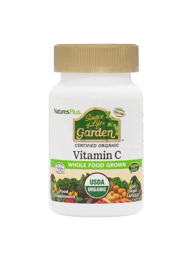Nature's Plus Naturesplus Source Of Life Garden Certified Organic Vitamin C 500 Mg 60 Vegan Capsules Whole Food Immune Support Supplement Antioxidant Vegetarian Gluten Free 30 Servings - Image 1