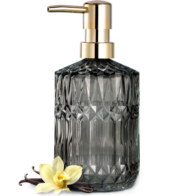 EMPO Clear Crystal Glass Soap Dispenser with ABS Plastic Pump Lotion Dispensers for Kitchen Bathroom Grey