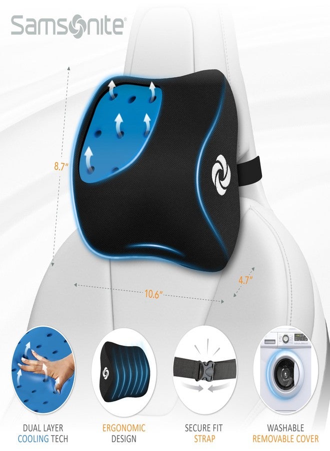 Samsonite Ergonomic Neck Pillow - Large Car Neck Pillow for Driving, Gel Memory Foam Cushion for Travel, Cooling Car Support Headrest for Road Trips, Fits Cars, SUV's, Trucks, and Desk Chairs, Black - Image 5