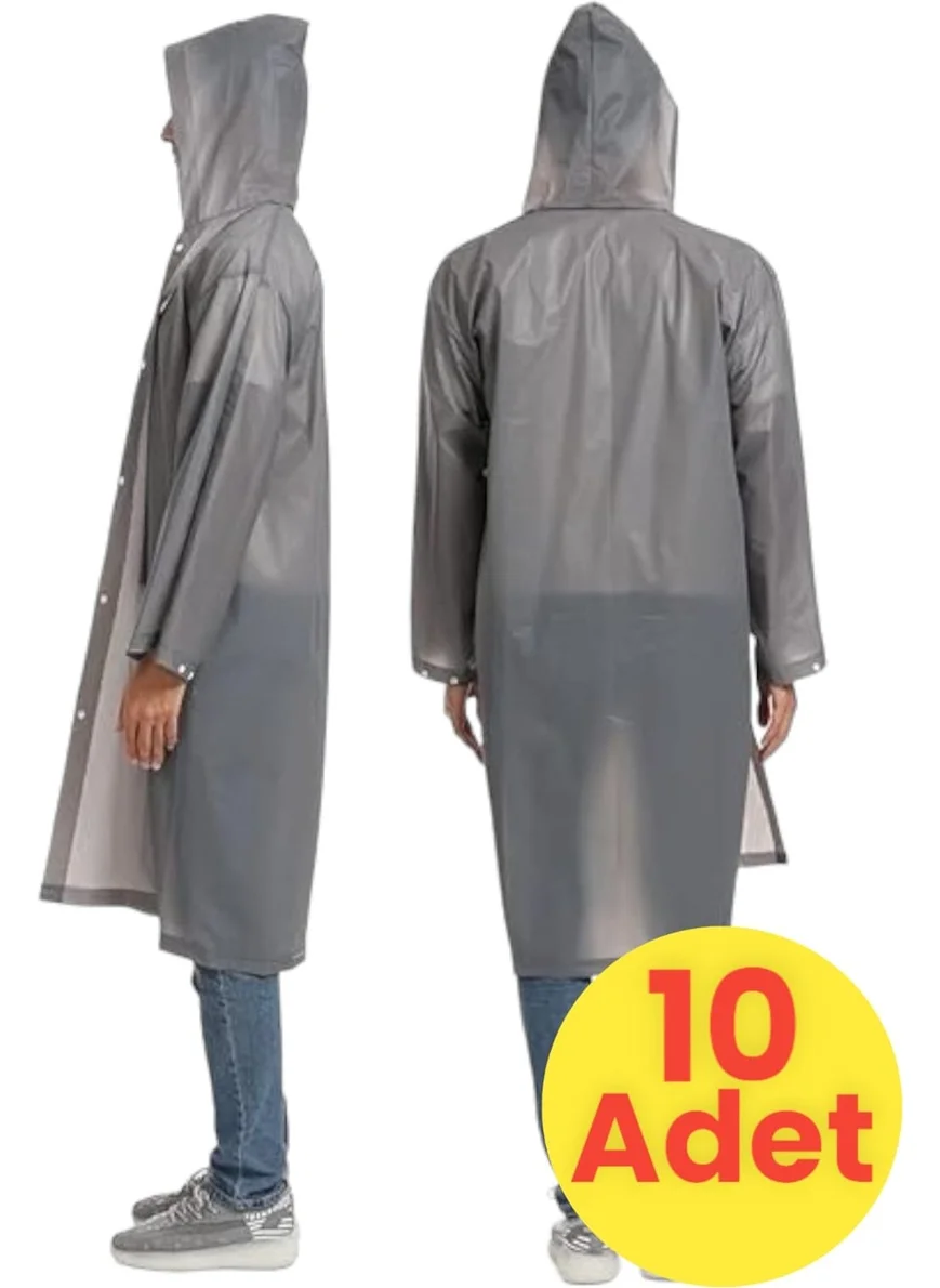 Tezzgelsin Men's Windproof Hooded Raincoat Eva Raincoat 10 Pieces
