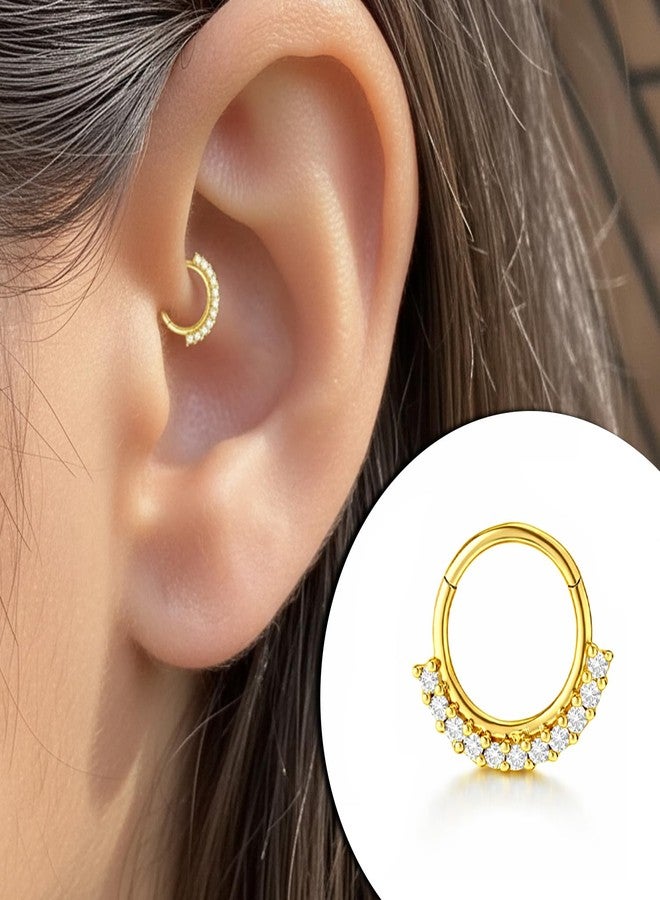 VAMA FASHIONS 1 Pcs 18K Plated Cartilage Daith Earrings Small Huggie Hoop Hypoallergenic Upper Ear Helix Piercing Surgical Steel Diamond Cubic Zirconia Jewelry For Women (Gold Helix Earrings) - Image 5