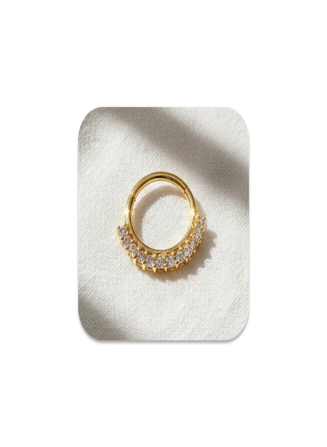 VAMA FASHIONS 1 Pcs 18K Plated Cartilage Daith Earrings Small Huggie Hoop Hypoallergenic Upper Ear Helix Piercing Surgical Steel Diamond Cubic Zirconia Jewelry For Women (Gold Helix Earrings) - Image 1