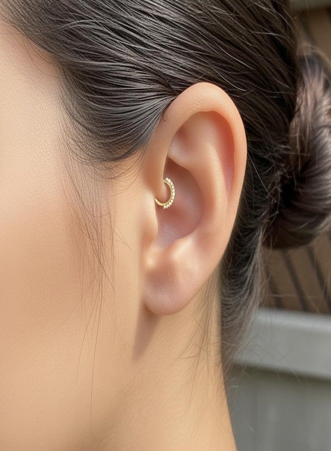 VAMA FASHIONS 1 Pcs 18K Plated Cartilage Daith Earrings Small Huggie Hoop Hypoallergenic Upper Ear Helix Piercing Surgical Steel Diamond Cubic Zirconia Jewelry For Women (Gold Helix Earrings) - Image 2