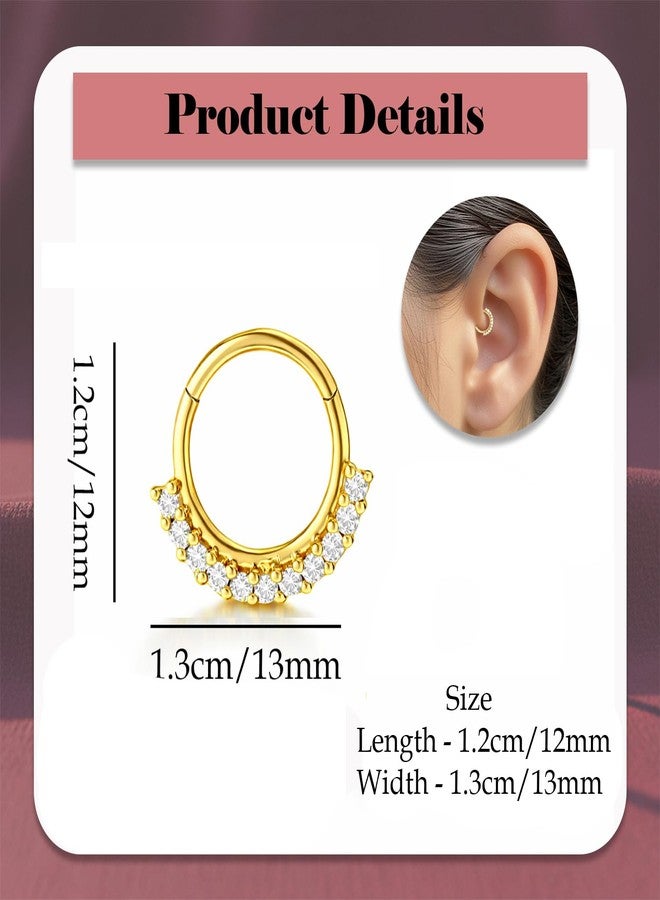VAMA FASHIONS 1 Pcs 18K Plated Cartilage Daith Earrings Small Huggie Hoop Hypoallergenic Upper Ear Helix Piercing Surgical Steel Diamond Cubic Zirconia Jewelry For Women (Gold Helix Earrings) - Image 3