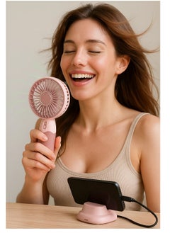 Rechargeable hand fan + mobile phone stand, light weight, refreshing atmosphere, small size.