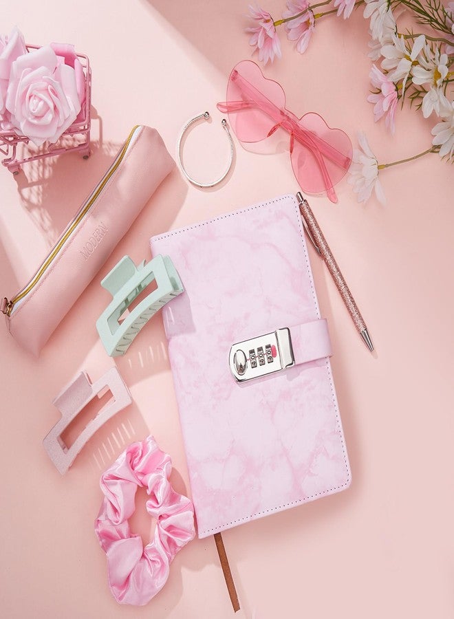 Zhanmai 62 Pieces Diary with Lock for Journal for Writing Gift 200 Pages Secret Notebook with Lock Includes Pencil Pouch Pen Hearted Glasses Stickers Hair Clip Scrunchy Bracelet - Image 2