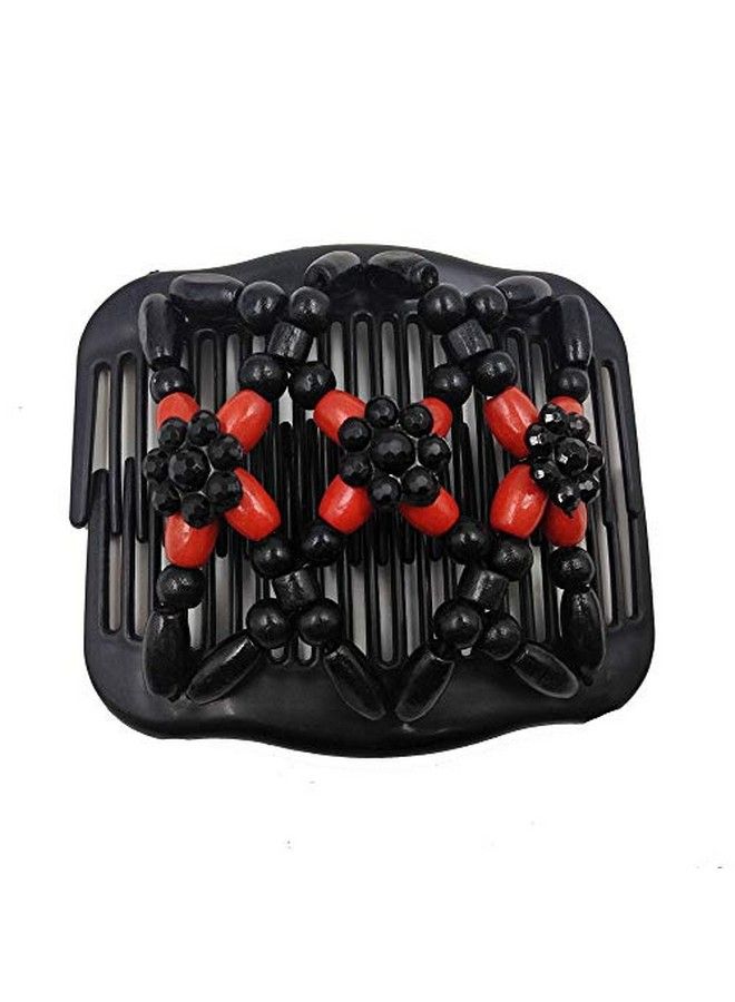 Lovef Professional Wooden Comb Ladies Magic Beads Elasticity Cord Rope Clip Double Elastic Hair Clamp Combs Accessories6Pcs - Image 4