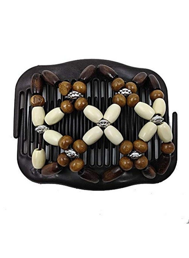 Lovef Professional Wooden Comb Ladies Magic Beads Elasticity Cord Rope Clip Double Elastic Hair Clamp Combs Accessories6Pcs - Image 5
