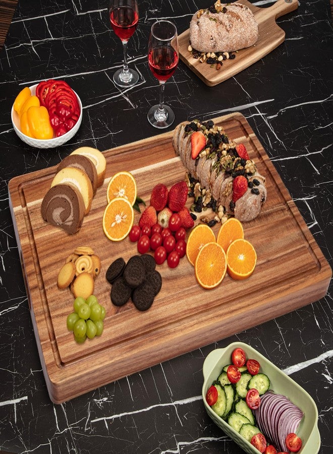 GAOMON Large Wooden Cutting Board for Kitchen, 20" x 15" Acacia Wood Butcher Block Cutting Board with Juice Groove, Thick Chopping Board Carving Board for Meat Turkey Vegetables - Image 5