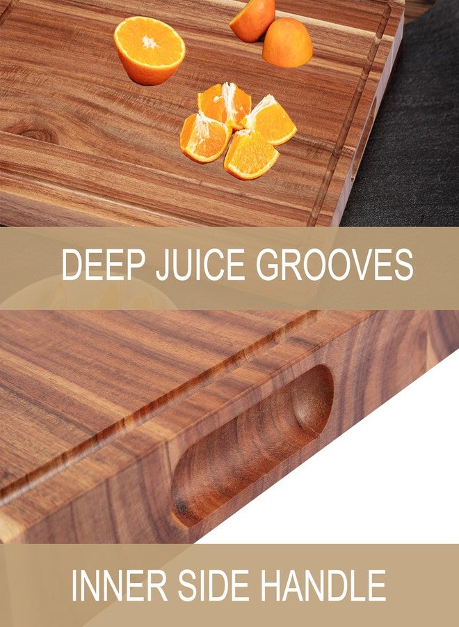 GAOMON Large Wooden Cutting Board for Kitchen, 20" x 15" Acacia Wood Butcher Block Cutting Board with Juice Groove, Thick Chopping Board Carving Board for Meat Turkey Vegetables - Image 3