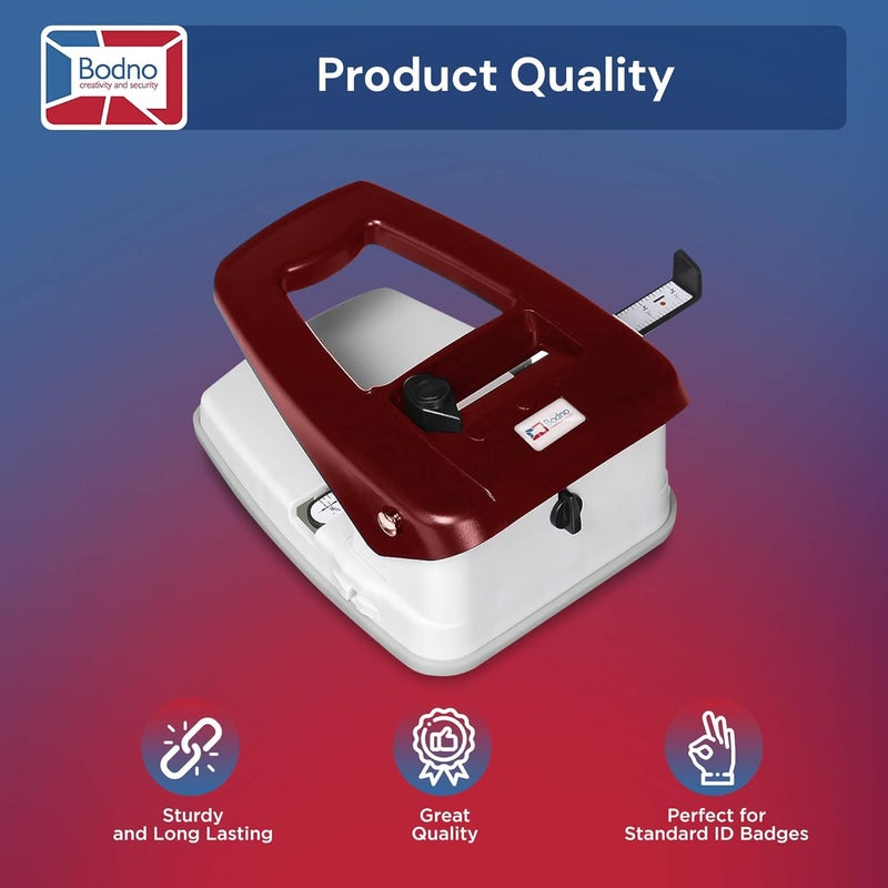 Bodno 3-in-1 ID Badge Slot Punch for PVC Cards (Works with ID Card Printers) - Red, 3 in One - Image 4