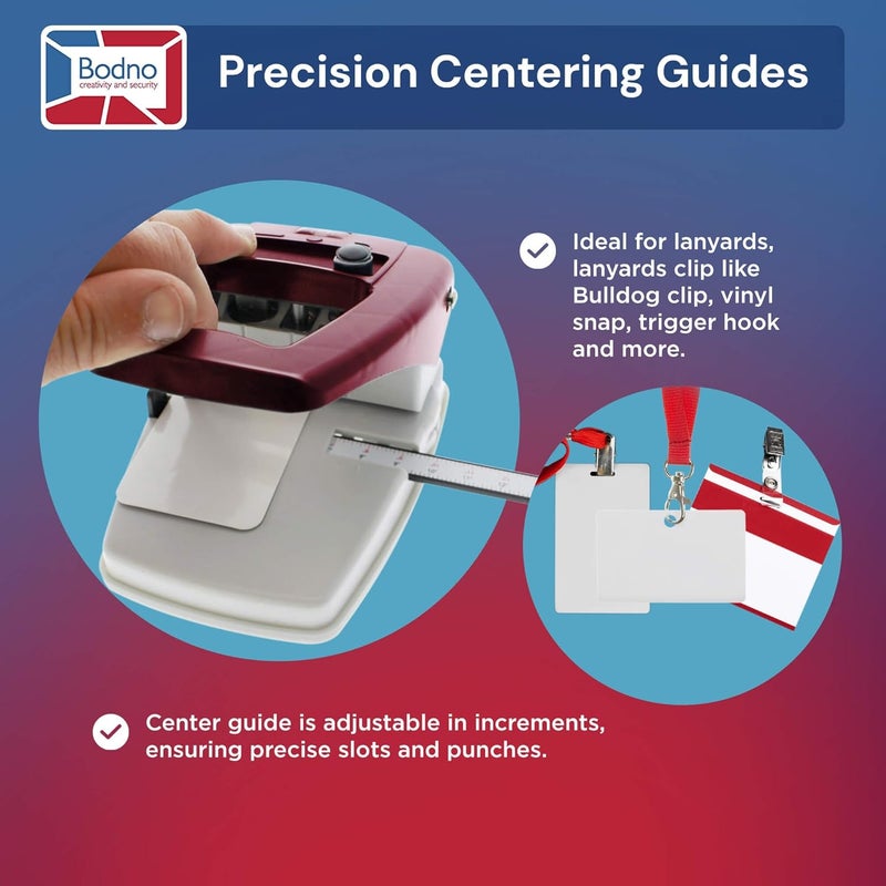 Bodno 3-in-1 ID Badge Slot Punch for PVC Cards (Works with ID Card Printers) - Red, 3 in One - Image 3