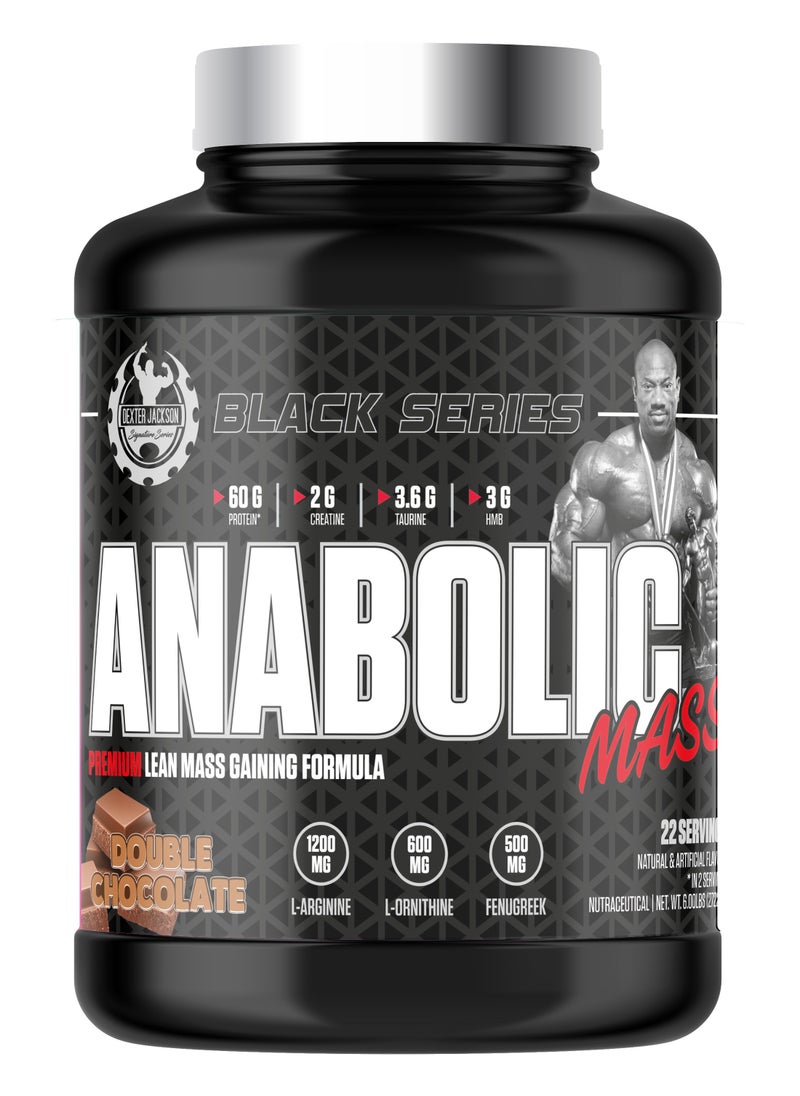 DEXTER JACKSON Black Series Anabolic Mass Gainer 6 lbs - High-Protein Muscle Builder with Creatine, Taurine & HMB (Double Chocolate)  - Image 1
