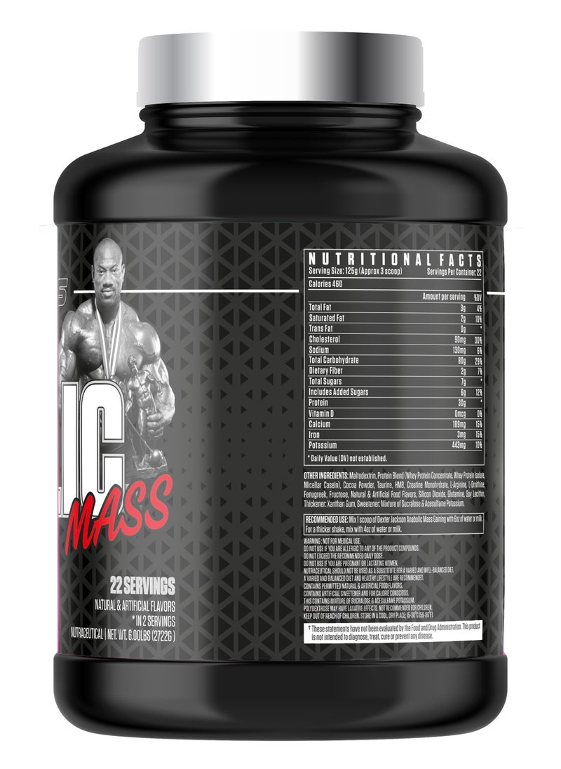 DEXTER JACKSON Black Series Anabolic Mass Gainer 6 lbs - High-Protein Muscle Builder with Creatine, Taurine & HMB (Double Chocolate)  - Image 3