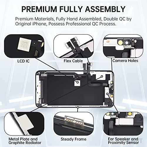 BESJMYT for iPhone 11 Pro Max Screen Replacement 65 with Ear Speaker Proximity Sensor 3D Touch Display Digitizer Full Assembly with Repair Kits Waterproof Adhesive Glass Fix Tools A2161 A2220 A2218 - Image 3
