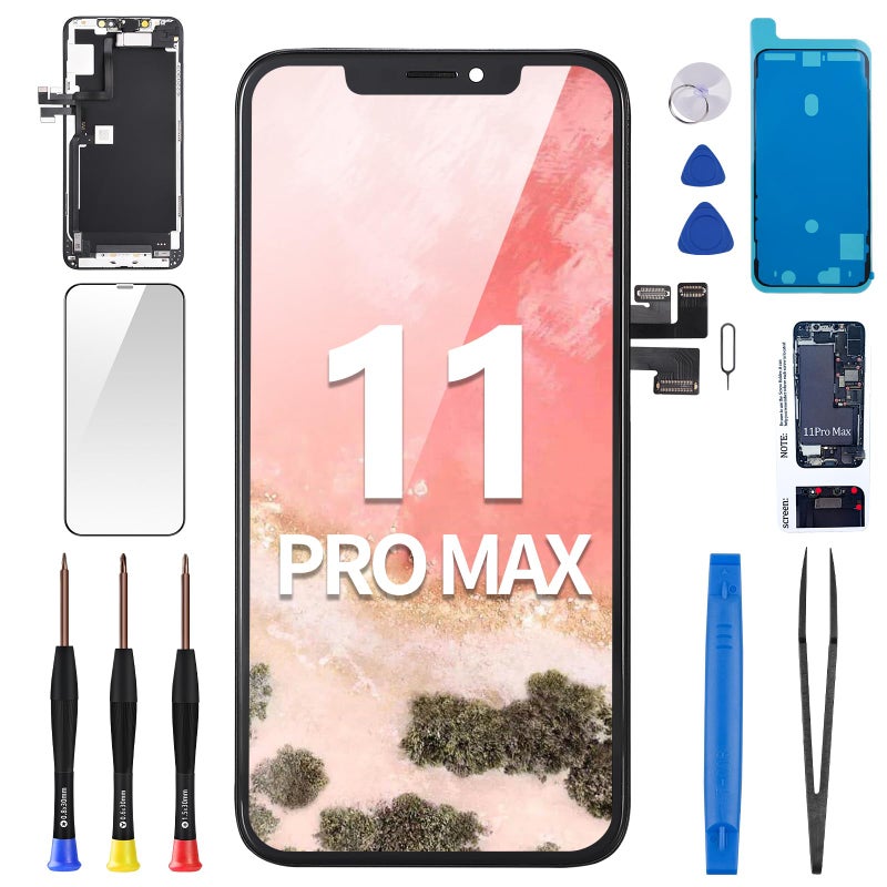 BESJMYT for iPhone 11 Pro Max Screen Replacement 65 with Ear Speaker Proximity Sensor 3D Touch Display Digitizer Full Assembly with Repair Kits Waterproof Adhesive Glass Fix Tools A2161 A2220 A2218 - Image 2