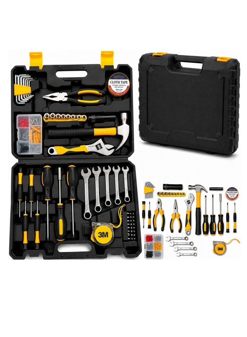 DBLEW 53 PCS tool Kit With Box - Complete Repair Kit | Ratchet, Sockets, Wrenches, Screwdrivers, Pilars, Hammer, Measuring Tape, Light & More for Home, Auto ToolBox - Image 1