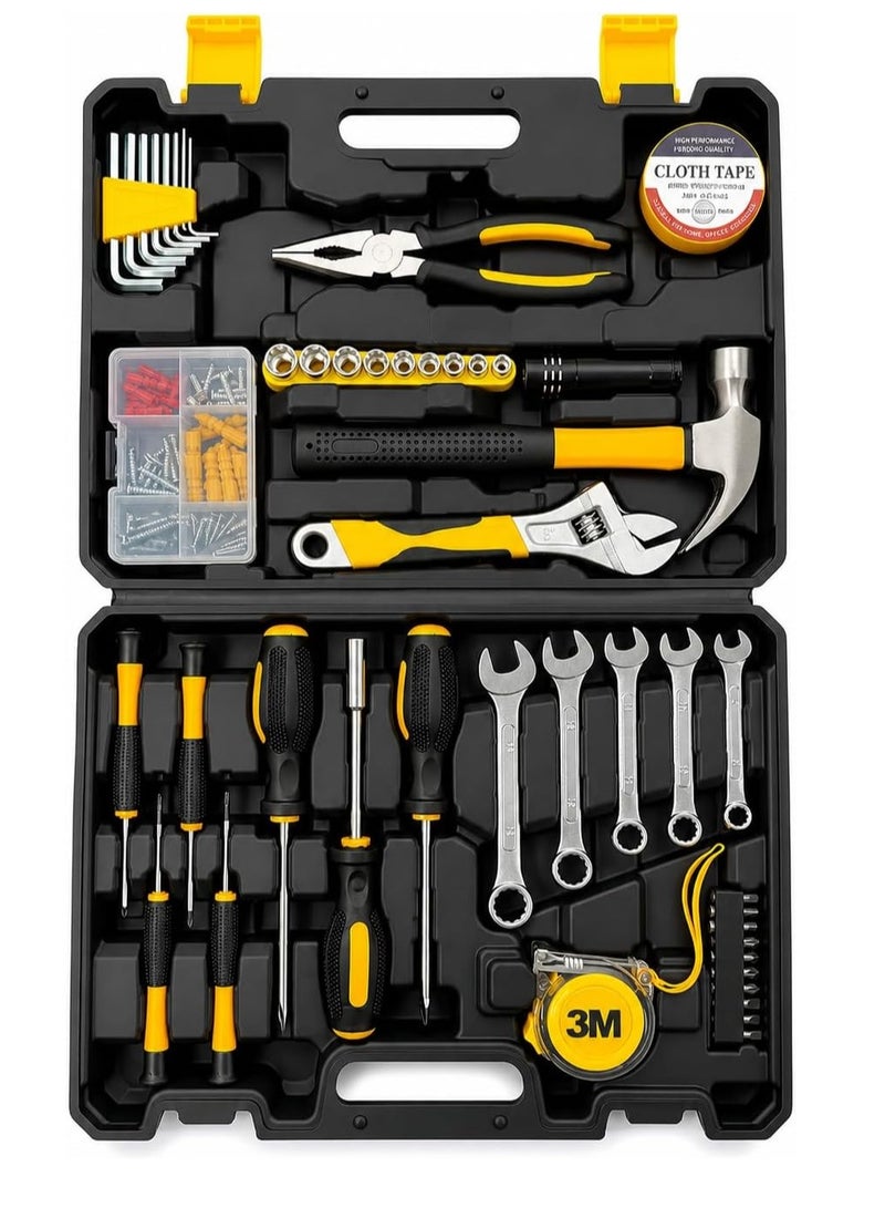 DBLEW 53 PCS tool Kit With Box - Complete Repair Kit | Ratchet, Sockets, Wrenches, Screwdrivers, Pilars, Hammer, Measuring Tape, Light & More for Home, Auto ToolBox - Image 2
