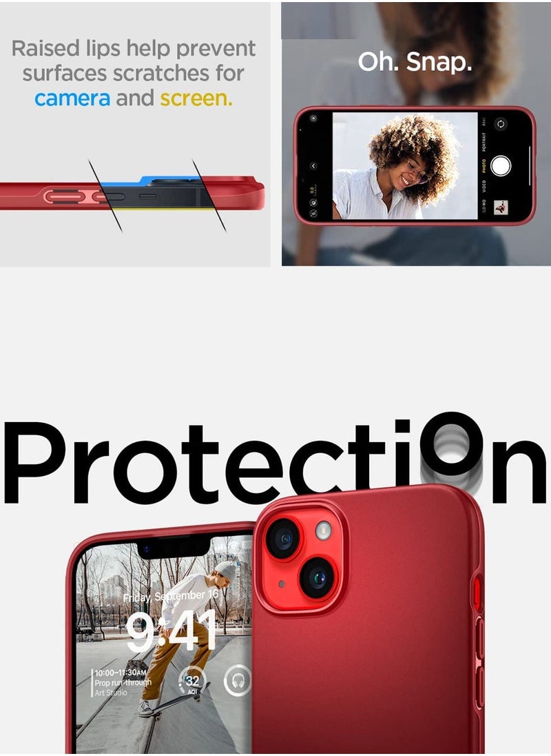 Spigen Thin Fit iPhone 14 Case Cover - Red  - Image 4