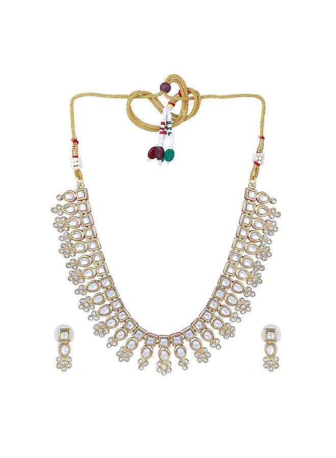 Estele Jewellery For Women Gold Plated Traditional Kundan Embellished Adjustable Necklace set for Girls and Women-9716-IG NKER - Image 1
