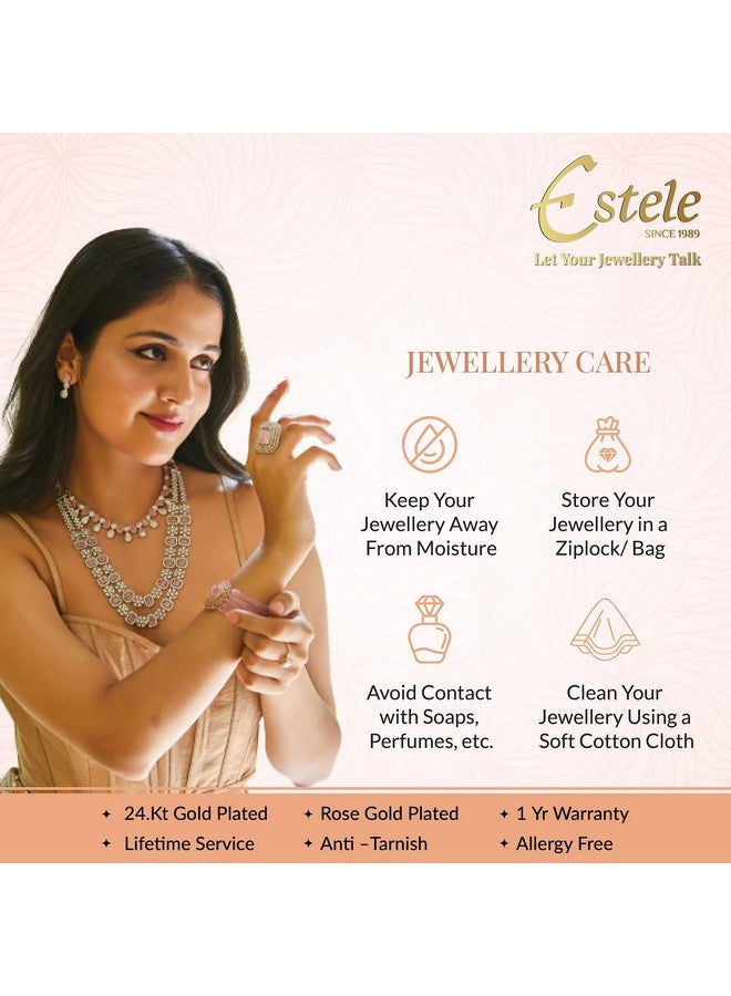 Estele Jewellery For Women Gold Plated Traditional Kundan Embellished Adjustable Necklace set for Girls and Women-9716-IG NKER - Image 5