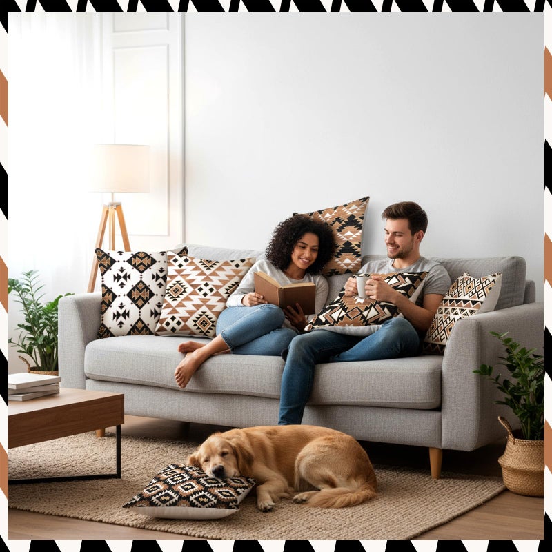 SmoothNovelty 8 Pcs 18x18 Inch Western Aztec Pillow Covers Vintage Western Themed Decor American Rustic Throw Pillow Covers Southwest Cowboy Decorative Couch Cushion Pillowcase Love Room Bedroom Sofa Decoration - Image 5