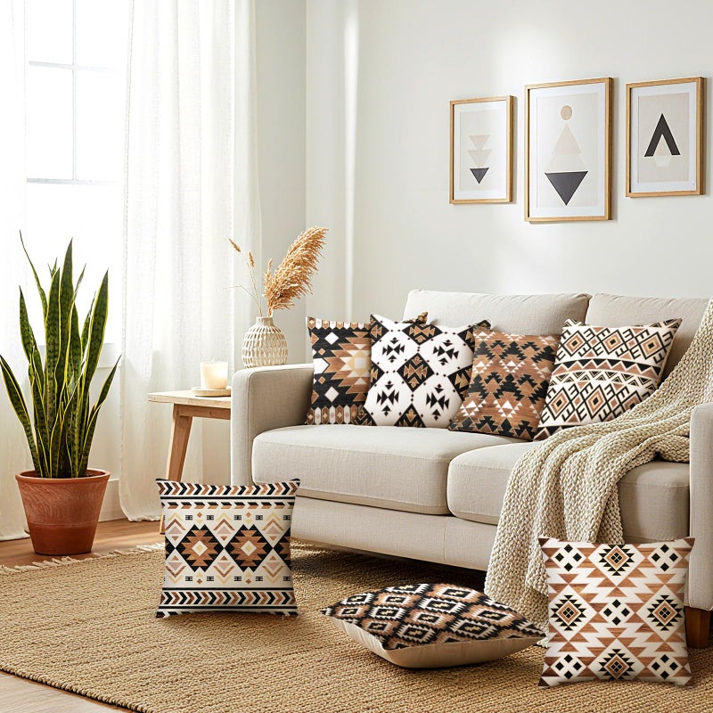 SmoothNovelty 8 Pcs 18x18 Inch Western Aztec Pillow Covers Vintage Western Themed Decor American Rustic Throw Pillow Covers Southwest Cowboy Decorative Couch Cushion Pillowcase Love Room Bedroom Sofa Decoration - Image 3