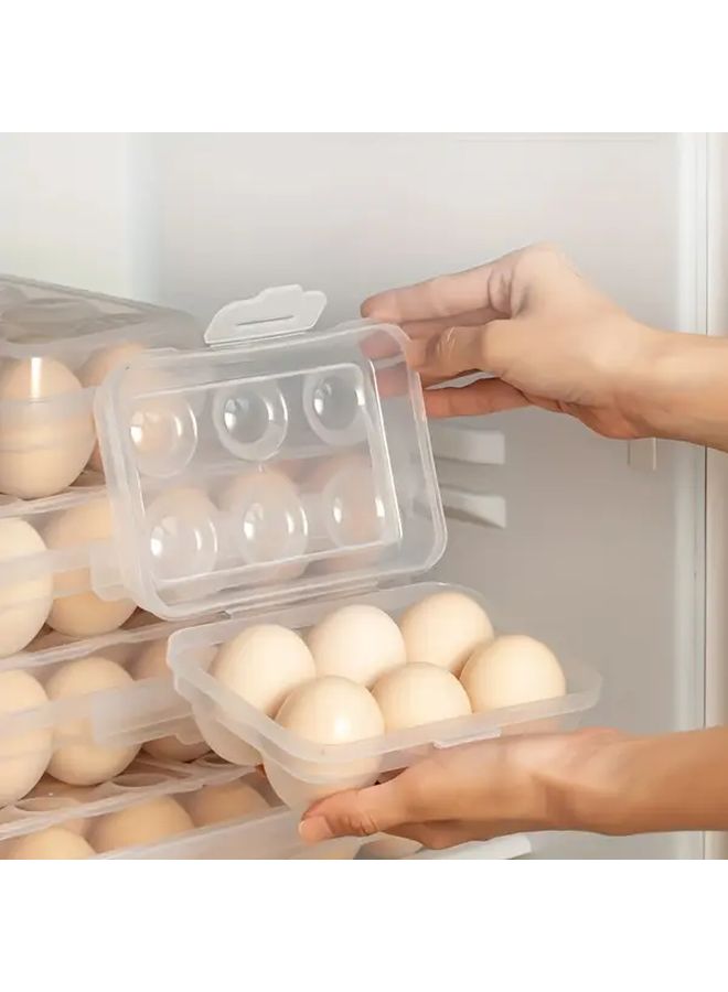حامل بيض شفاف قابل للتكديس يحتوي على 15 حجرة، خالٍ من مادة BPA، بلاستيك متين للثلاجة والخزانة والتخييم. - Image 4
