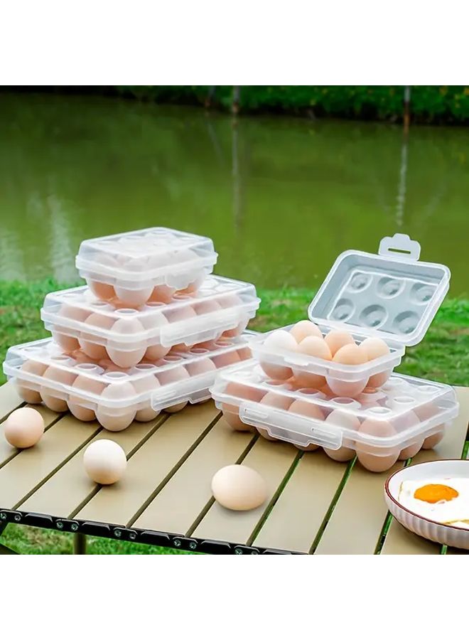 حامل بيض شفاف قابل للتكديس يحتوي على 15 حجرة، خالٍ من مادة BPA، بلاستيك متين للثلاجة والخزانة والتخييم. - Image 2