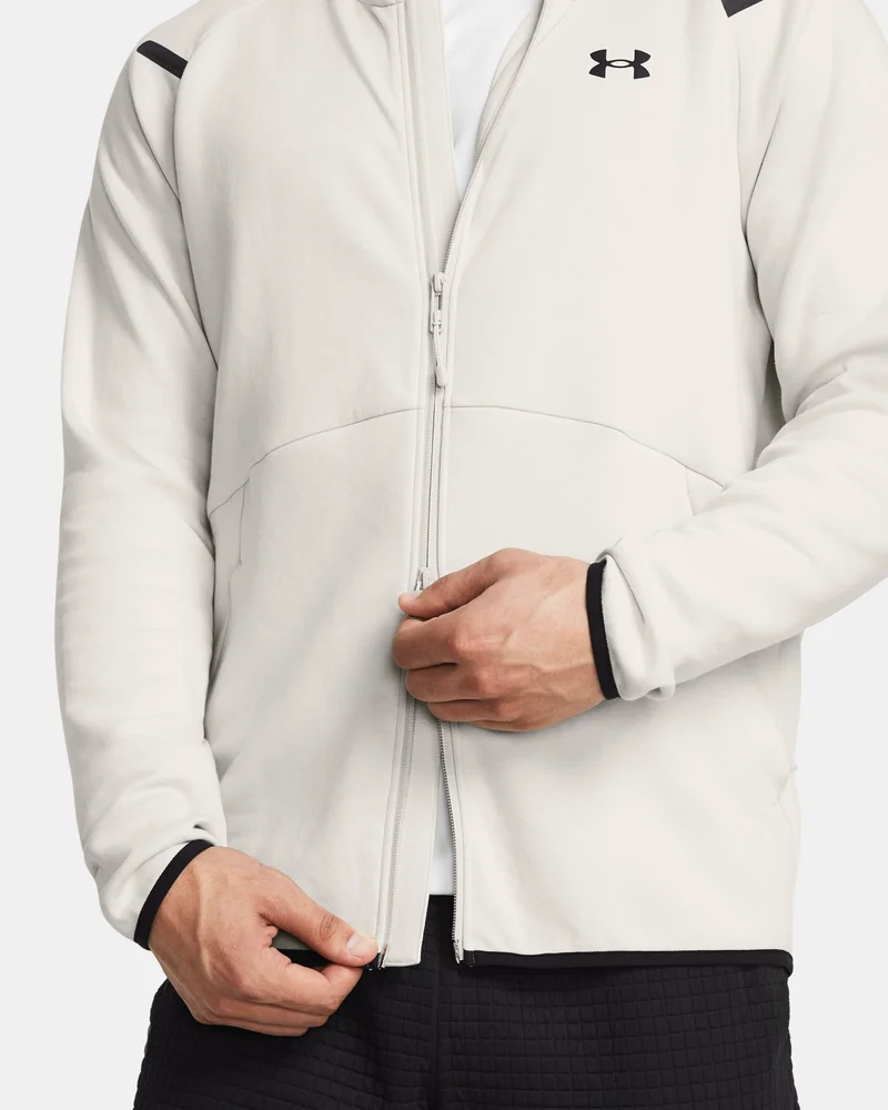Under Armour White Men's Unstoppable Fleece Full-Zip Hoodie for Men | Best Price UAE