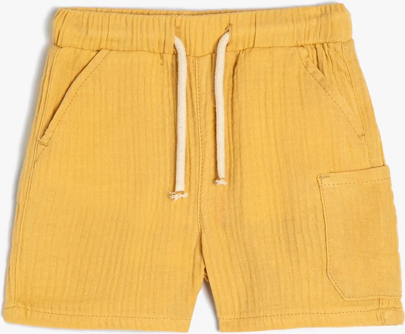 KOTON Basic Shorts Tie Waist Pocket Detailed Textured Cotton