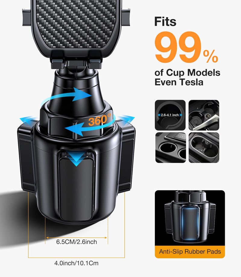 Coolpow Cup Holder Phone Holder for Car Phone Holder Cup Holder Phone Mountã€Ultra Stable & Never Shakeã€‘ Phone Holders for Your Car Cupholder Cell Phone Car Mount for iPhone Samsung All Smartphones - Image 3