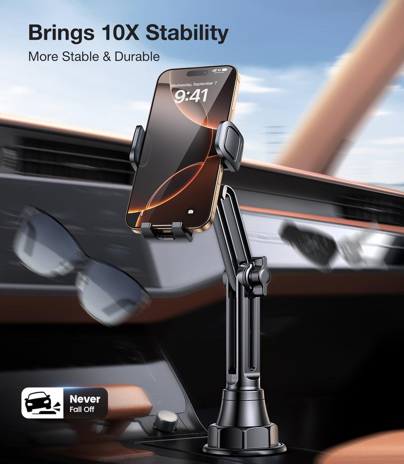 Coolpow Cup Holder Phone Holder for Car Phone Holder Cup Holder Phone Mountã€Ultra Stable & Never Shakeã€‘ Phone Holders for Your Car Cupholder Cell Phone Car Mount for iPhone Samsung All Smartphones - Image 2