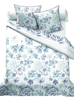 Home-Tex Design King Size 100% Cotton 6 Piece Bed Set with reversible Duvet cover - 1 Printed Flat Sheet 240x260 cm 1 Printed Duvet Cover 240x200 cm 4 Pillows 50x80 cm Design Amarande  - Image 1
