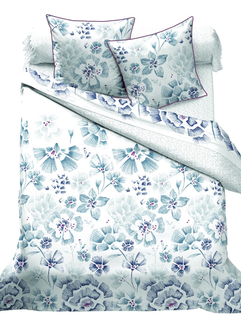 Home-Tex Design King Size 100% Cotton 6 Piece Bed Set with reversible Duvet cover - 1 Printed Flat Sheet 240x260 cm 1 Printed Duvet Cover 240x200 cm 4 Pillows 50x80 cm Design Amarande  - Image 1