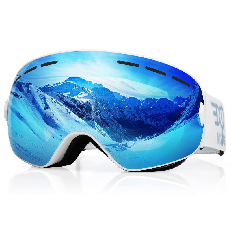 EXP VISION نظارات EXP VISION للتزلج على الجليد للرجال والنساء والشباب مضادة للضباب OTG نظارات ثلج شتوية عدسة كروية قابلة للفصل (أزرق داكن) - Image 1