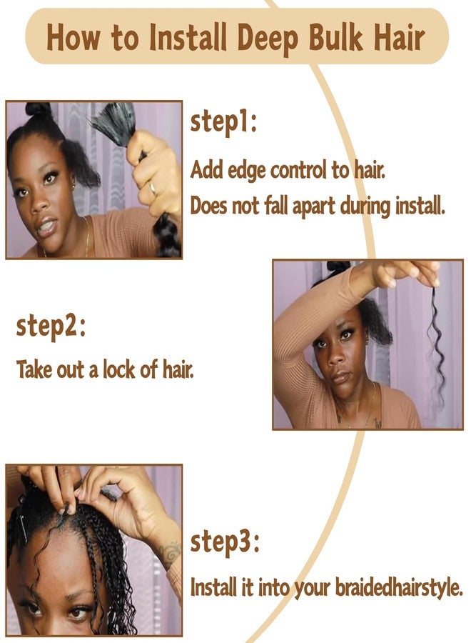 FCHLHFC Boho Hair for Braiding 2Bundle 150g 20 Inch Deep Water Wave Bulk Hair for Braiding No Weft Boho Braids Wet and Wavy Hair Extensions（350#） - Image 5