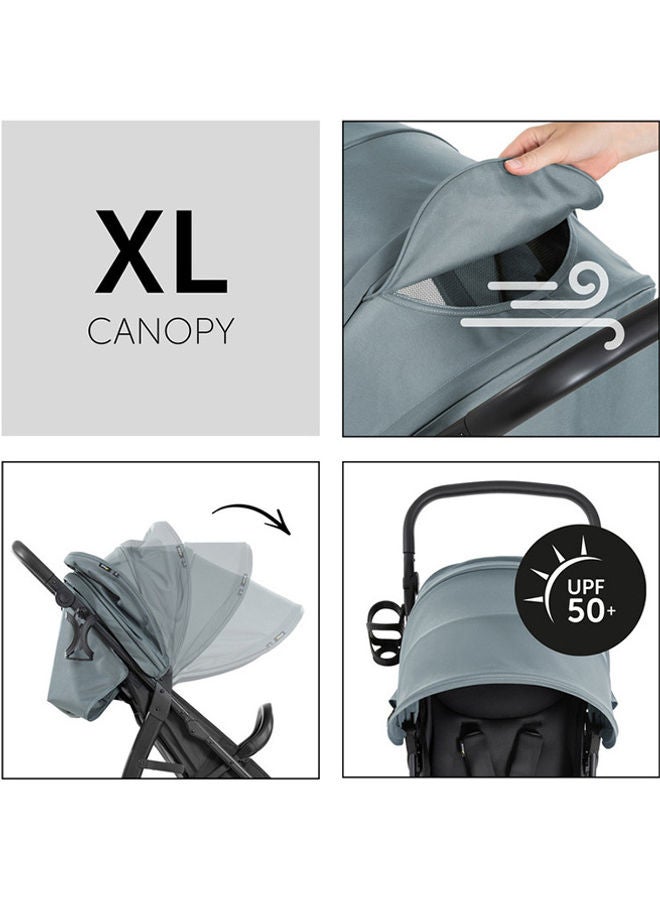 Hauck Rapid 4 Stroller – Lightweight 25 kg, Urban & All-Terrain Use, One-Hand Fold, Reclining Seat, Large Wheels, Adjustable Handlebar, Extra-Large Basket – Green - Image 4