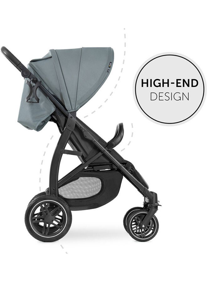 Hauck Rapid 4 Stroller – Lightweight 25 kg, Urban & All-Terrain Use, One-Hand Fold, Reclining Seat, Large Wheels, Adjustable Handlebar, Extra-Large Basket – Green - Image 2