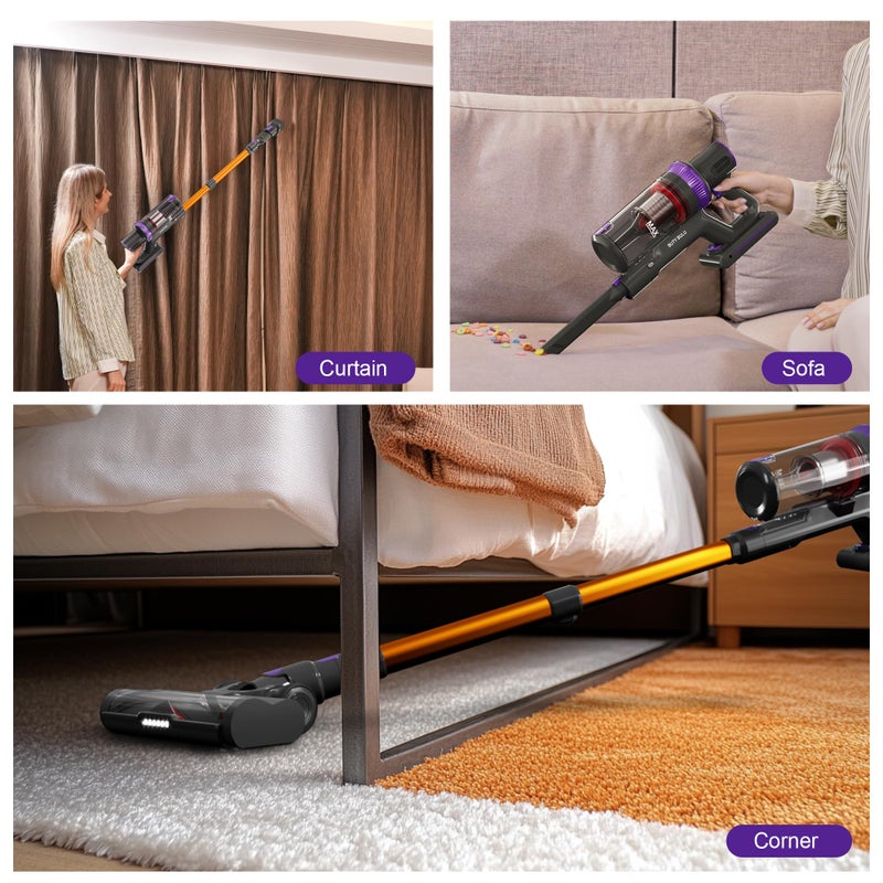 BUTY BULU مكنسة كهربائية بدون سلك BUTY BULU، مكنسة خفيفة الوزن 4 في 1 قابلة لإعادة الشحن للاستخدام اليدوي، لتنظيف الأرضيات الخشبية والسجاد وشعر الحيوانات الأليفة، قوة شفط 45KPa، وقت تشغيل 50 دقيقة، شاشة عرض LED - Image 5
