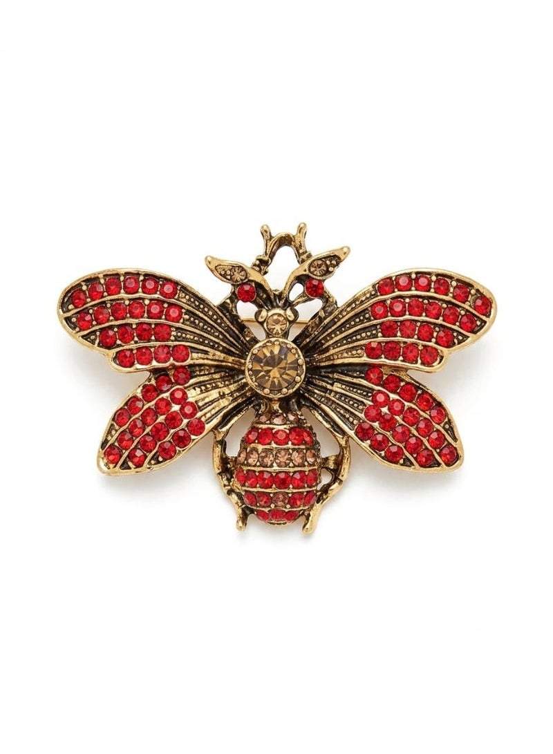 Luxury & Trendy Crystal Rhinestone Accessory Brooch Pin for Women, for clothes and Bags Fashion Enamel Available in different shapes and colors Gold/Silver (Bee 1) - Image 1