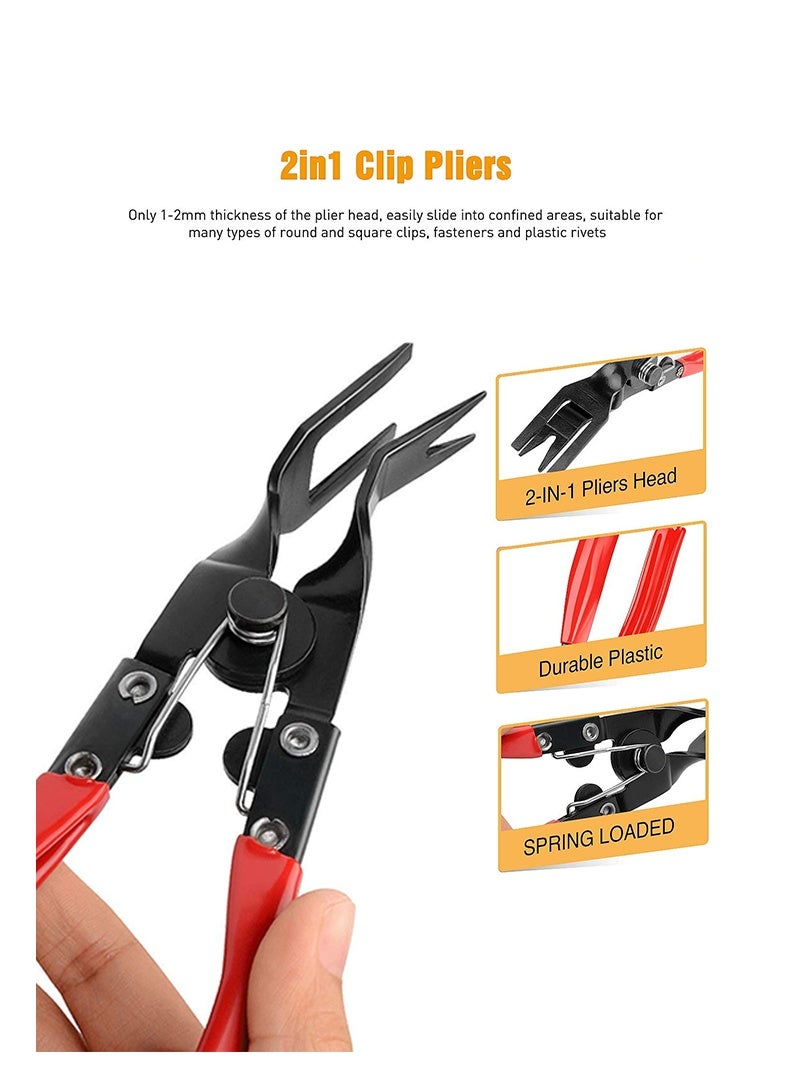 مجموعة كماشة مشابك السيارات، 3 قطع من أدوات إزالة مشابك التثبيت الأوتوماتيكية لوحة الباب، لوحة القيادة، التنجيد، مجموعة إزالة برشام التزيين مع حقيبة تخزين لإصلاح السيارة الداخلي - Image 2