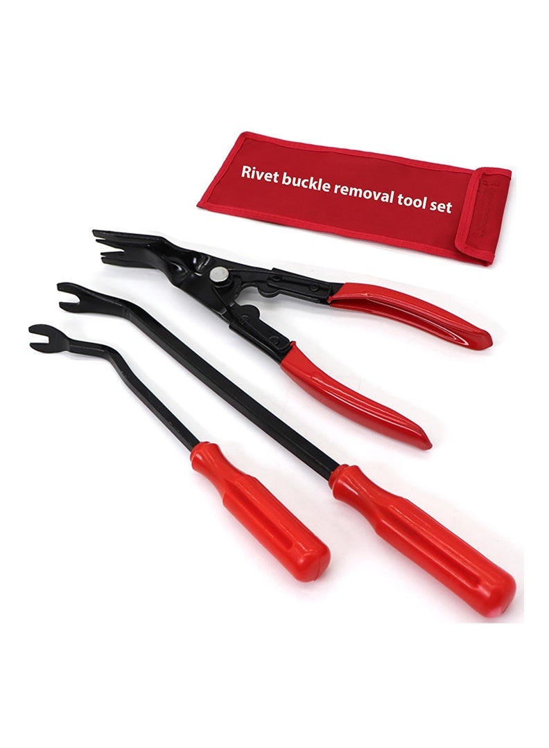 مجموعة كماشة مشابك السيارات، 3 قطع من أدوات إزالة مشابك التثبيت الأوتوماتيكية لوحة الباب، لوحة القيادة، التنجيد، مجموعة إزالة برشام التزيين مع حقيبة تخزين لإصلاح السيارة الداخلي - Image 1