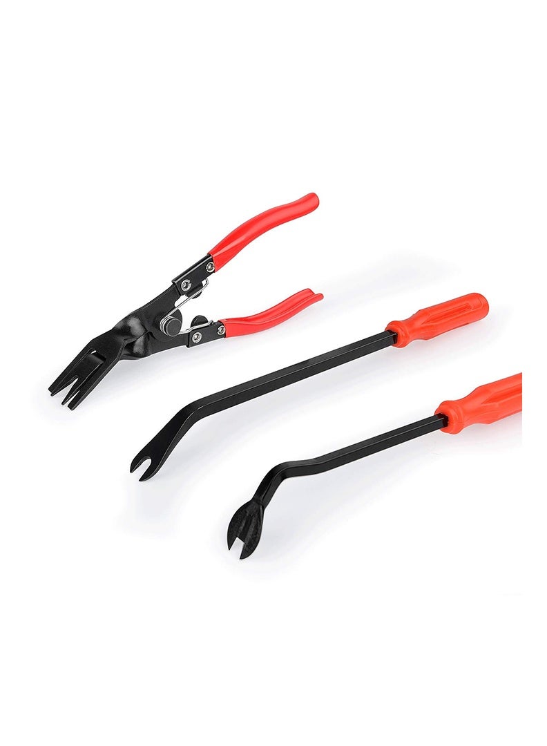 مجموعة كماشة مشابك السيارات، 3 قطع من أدوات إزالة مشابك التثبيت الأوتوماتيكية لوحة الباب، لوحة القيادة، التنجيد، مجموعة إزالة برشام التزيين مع حقيبة تخزين لإصلاح السيارة الداخلي - Image 5