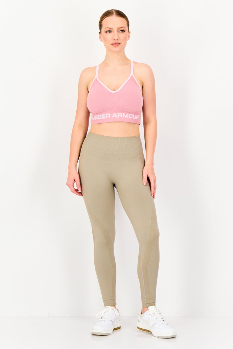 UNDER ARMOUR Women Brand Logo Lightly Padded Sports Bra, Mauve - Image 4